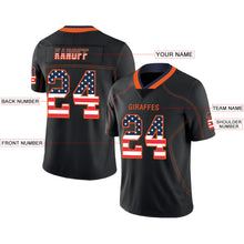Load image into Gallery viewer, Custom Lights Out Black Orange-Navy USA Flag Fashion Football Jersey

