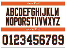 Load image into Gallery viewer, Custom Lights Out Black Orange-Navy Football Jersey
