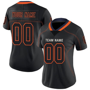 Custom Lights Out Black Orange-Navy Football Jersey