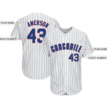 Load image into Gallery viewer, Custom White Royal Strip Royal-Red Baseball Jersey
