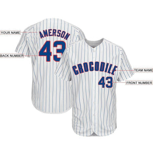 Custom White Royal Strip Royal-Red Baseball Jersey