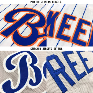 Custom White Royal Strip Royal-Red Baseball Jersey