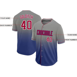 Custom Royal Red-Gray Fade Baseball Jersey