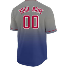 Load image into Gallery viewer, Custom Royal Red-Gray Fade Baseball Jersey
