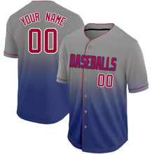 Load image into Gallery viewer, Custom Royal Red-Gray Fade Baseball Jersey
