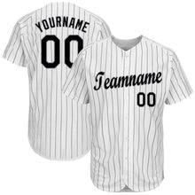 Load image into Gallery viewer, Custom White Black Strip Black-Gray Baseball Jersey
