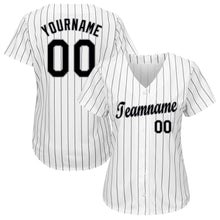 Load image into Gallery viewer, Custom White Black Strip Black-Gray Baseball Jersey
