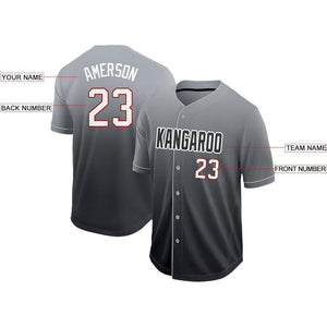 Custom Black White-Red Fade Baseball Jersey