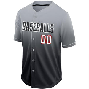 Custom Black White-Red Fade Baseball Jersey