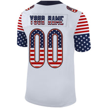 Load image into Gallery viewer, Custom White Navy-Orange USA Flag Fashion Football Jersey
