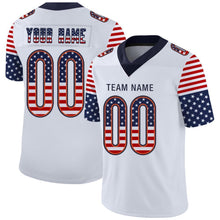 Load image into Gallery viewer, Custom White Navy-Orange USA Flag Fashion Football Jersey
