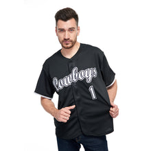 Load image into Gallery viewer, Custom Black White-Gray Baseball Jersey
