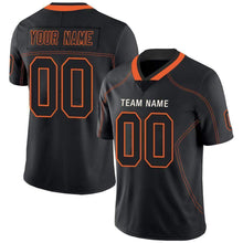 Load image into Gallery viewer, Custom Lights Out Black Orange-White Football Jersey
