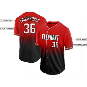 Custom Red White-Black Fade Baseball Jersey