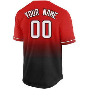 Custom Red White-Black Fade Baseball Jersey