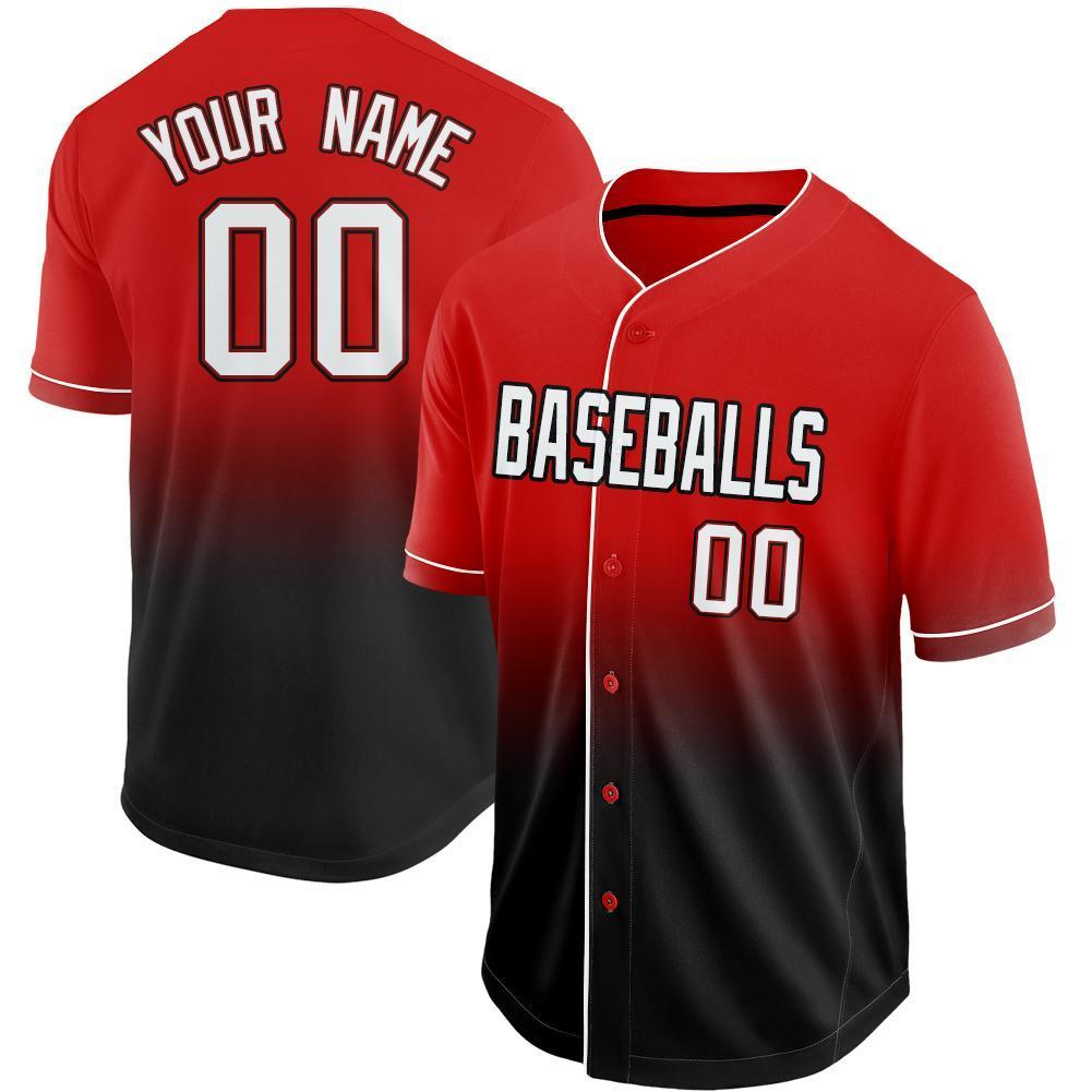 Custom Red White-Black Fade Baseball Jersey