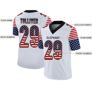 Custom White Black-Orange USA Flag Fashion Football Jersey
