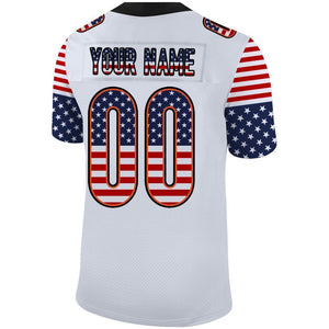 Custom White Black-Orange USA Flag Fashion Football Jersey