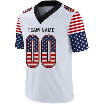 Custom White Black-Orange USA Flag Fashion Football Jersey