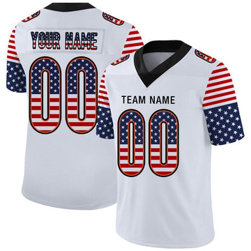Custom White Black-Orange USA Flag Fashion Football Jersey