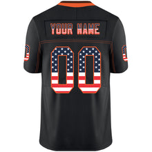 Load image into Gallery viewer, Custom Lights Out Black Orange-Brown USA Flag Fashion Football Jersey

