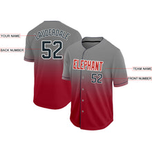 Load image into Gallery viewer, Custom Red Navy-Gray Fade Baseball Jersey
