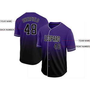 Custom Purple Black-Gray Fade Baseball Jersey