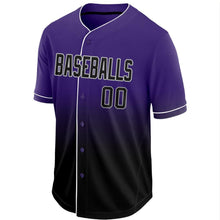 Load image into Gallery viewer, Custom Purple Black-Gray Fade Baseball Jersey
