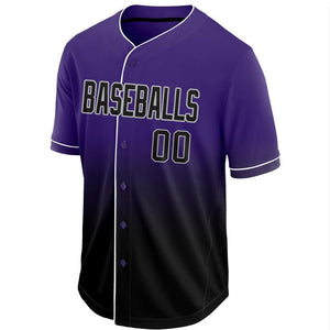 Custom Purple Black-Gray Fade Baseball Jersey