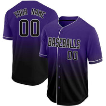 Load image into Gallery viewer, Custom Purple Black-Gray Fade Baseball Jersey
