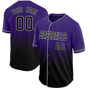 Custom Purple Black-Gray Fade Baseball Jersey