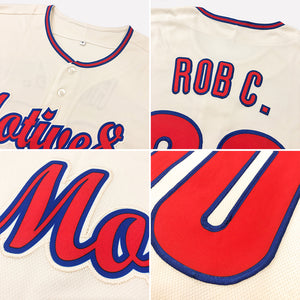 Custom Cream Red-Royal Authentic Baseball Jersey