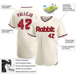 Custom Cream Red-Royal Authentic Baseball Jersey