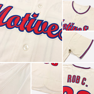 Custom Cream Red-Royal Authentic Baseball Jersey