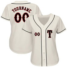 Load image into Gallery viewer, Custom Cream Black-Red Authentic Baseball Jersey
