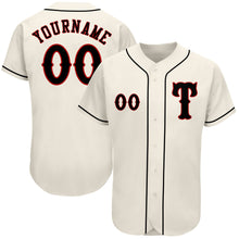 Load image into Gallery viewer, Custom Cream Black-Red Authentic Baseball Jersey
