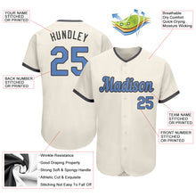 Load image into Gallery viewer, Custom Cream Light Blue-Dark Gray Authentic Father&#39;s Day Baseball Jersey
