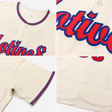 Load image into Gallery viewer, Custom Cream Light Blue-Dark Gray Authentic Father&#39;s Day Baseball Jersey
