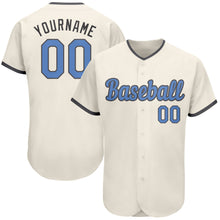 Load image into Gallery viewer, Custom Cream Light Blue-Dark Gray Authentic Father&#39;s Day Baseball Jersey
