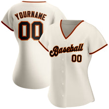 Load image into Gallery viewer, Custom Cream Black-Orange Authentic Baseball Jersey

