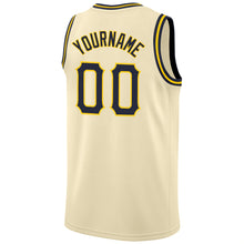 Load image into Gallery viewer, Custom Cream Navy-Gold Round Neck Rib-Knit Basketball Jersey

