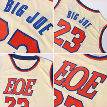 Load image into Gallery viewer, Custom Cream Orange-Royal Round Neck Rib-Knit Basketball Jersey
