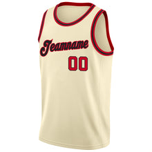 Load image into Gallery viewer, Custom Cream Red-Black Round Neck Rib-Knit Basketball Jersey
