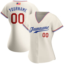 Load image into Gallery viewer, Custom Cream Red-Royal Authentic American Flag Fashion Baseball Jersey
