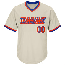 Load image into Gallery viewer, Custom Cream Orange-Royal Authentic Throwback Rib-Knit Baseball Jersey Shirt
