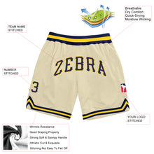 Load image into Gallery viewer, Custom Cream Navy-Gold Authentic Throwback Basketball Shorts
