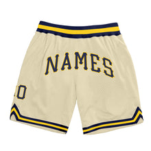 Load image into Gallery viewer, Custom Cream Navy-Gold Authentic Throwback Basketball Shorts
