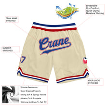 Load image into Gallery viewer, Custom Cream Royal-Red Authentic Throwback Basketball Shorts
