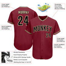 Load image into Gallery viewer, Custom Crimson Black-Khaki Authentic Baseball Jersey
