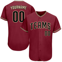 Load image into Gallery viewer, Custom Crimson Black-Khaki Authentic Baseball Jersey
